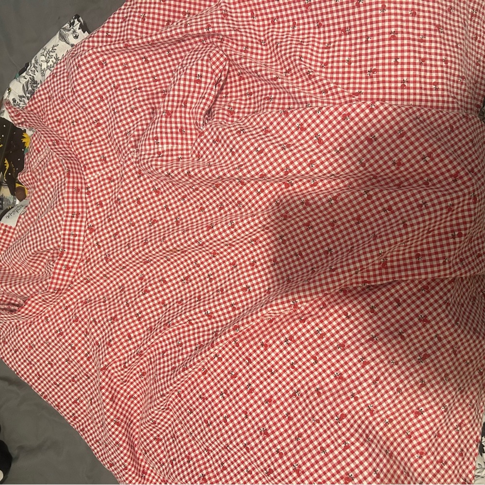 Red Gingham Checkered Fabric